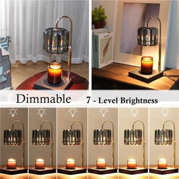 Candle warmer lamp dimmable electric glass wax melter timer night light gift - Picture 5 of 7